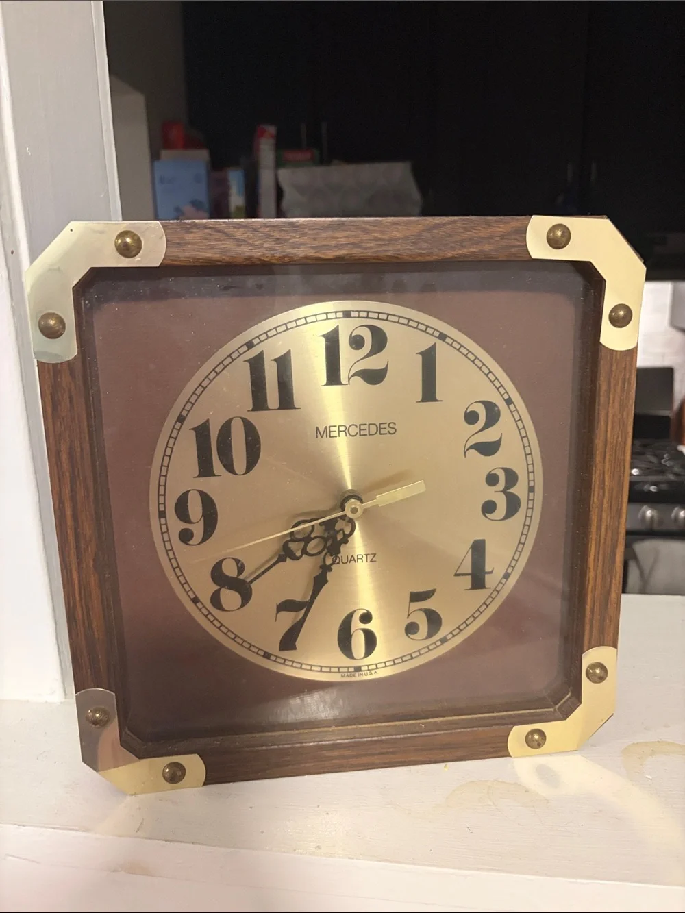Mercedes quartz wooden clock